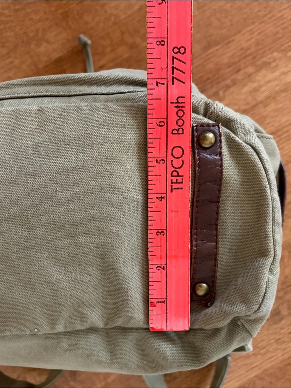 Serbags Washed Vintage-Looking Fashion Canvas Backpack Bag Leather Trim Beige